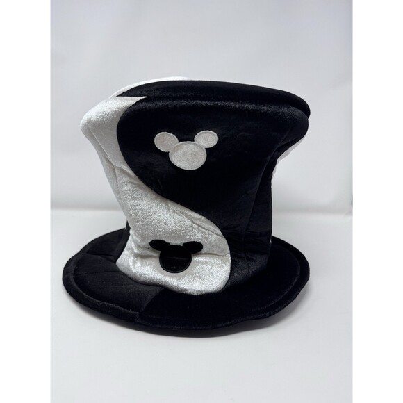 Disney Mickey Mouse Mad Hatter Hat Black White Adult Size Disneyland WDW - Picture 2 of 10
